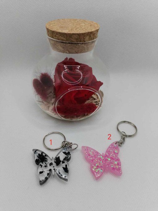 porte clés papillons attche côté
